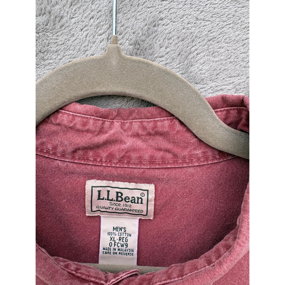 Vintage LL Bean Short Sleeve Button Down Shirt XL Faded Red Cotton Twill Chore - Picture 7 of 7